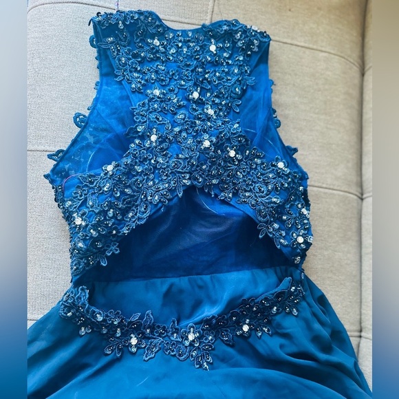 Women's Elegant Appliques Long Prom Dress Beaded Evening Party Gowns xs blue - Picture 6 of 8